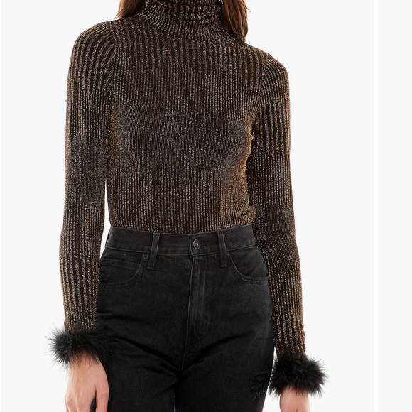 Wayf Tops - WAYF Black and Gold Striped Bodysuit